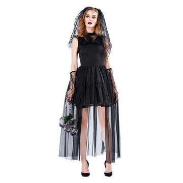 Halloween Vestido de Novia Fantasma Horror Zombi Cadáver de Boda Halloween Cosplay Vestido para Adultos Femenino